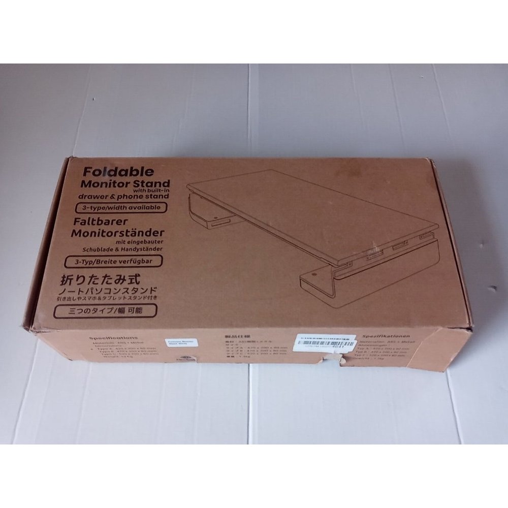 NEW Klearlook White Foldable Monitor Stand With built - in  drawer & phone Stand
